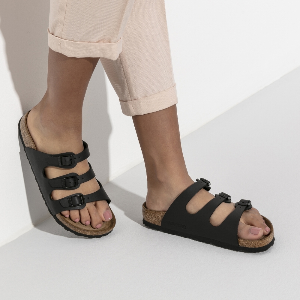 Birkenstock Florida Black Birko-Flor Soft Footbed Sandals 37 R